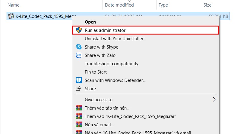 taiphanmemungdung-198 Mở file cài đặt K Lite Codec Pack