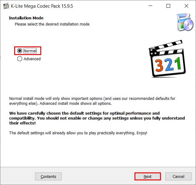 taiphanmemungdung-199 Chọn chế độ cài đặt K Lite Codec Pack