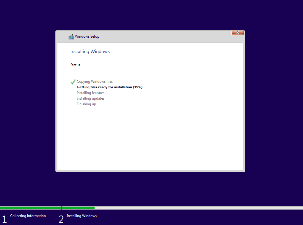 taiphanmemungdung-323 Windows 10 đang được cài đặt