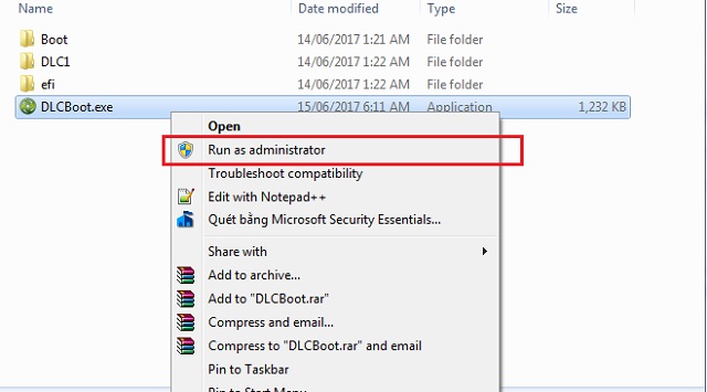 Khởi chạy file DLCboot để bắt đầu quy trình cài đặt